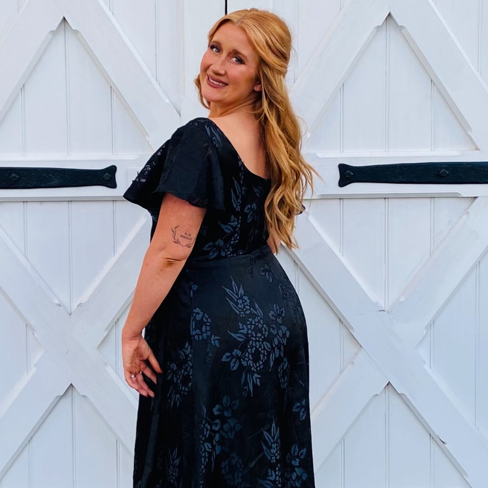 Azazie Black Floral Maxi Dress